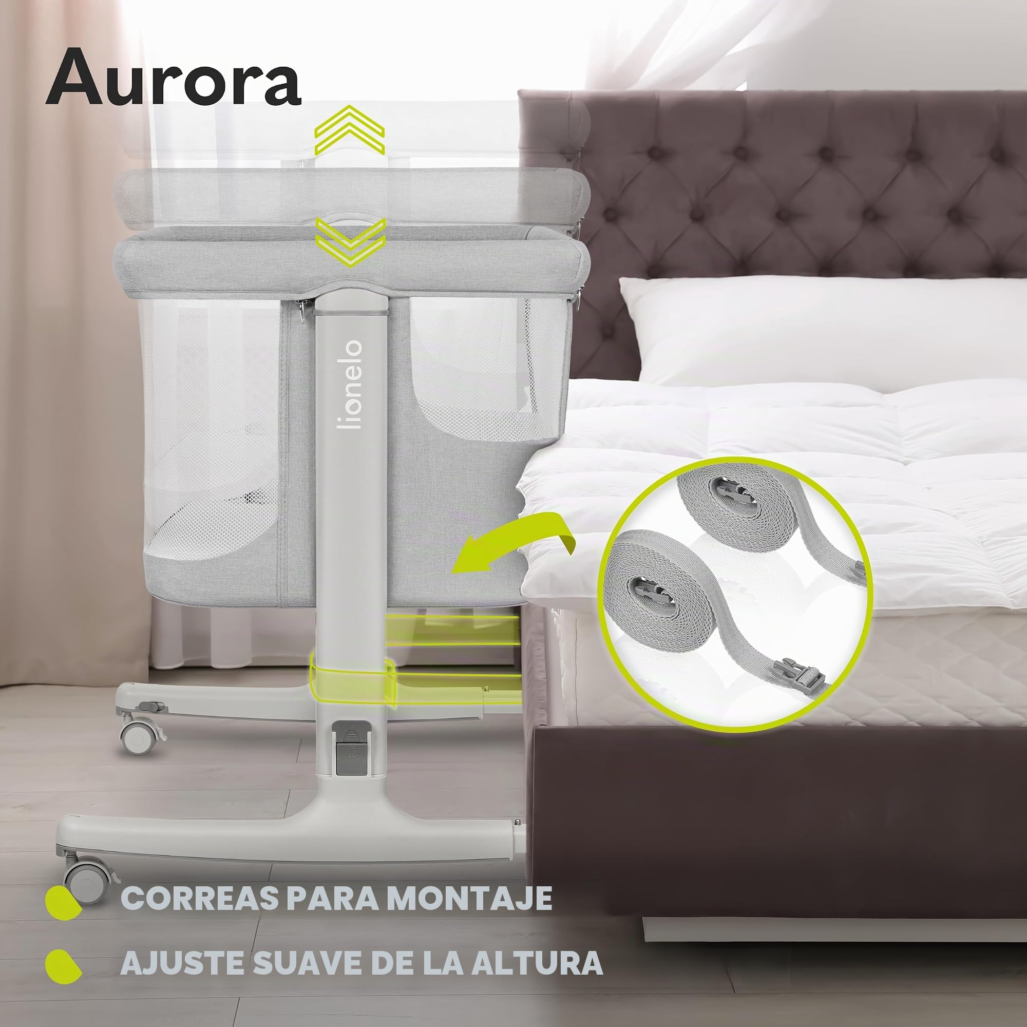 lionelo Aurora - Cuna de Noche 3 en 1 y Cuna de Viaje Desde el Nacimiento
