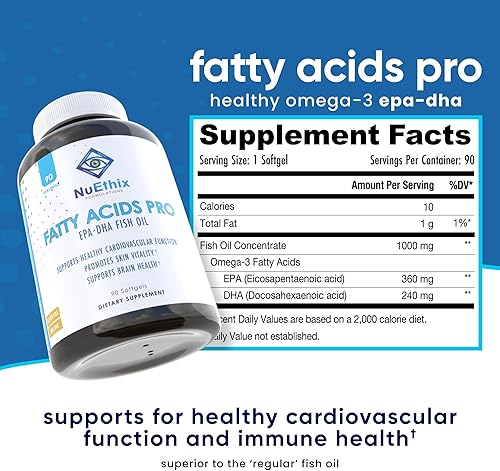 Miniatura 2 de NuEthix Formulations Fatty Acids Pro EPA-DHA Suplemento dietético de aceite de pescado, mezcla de aceite de pescado súper concentrado y purificado