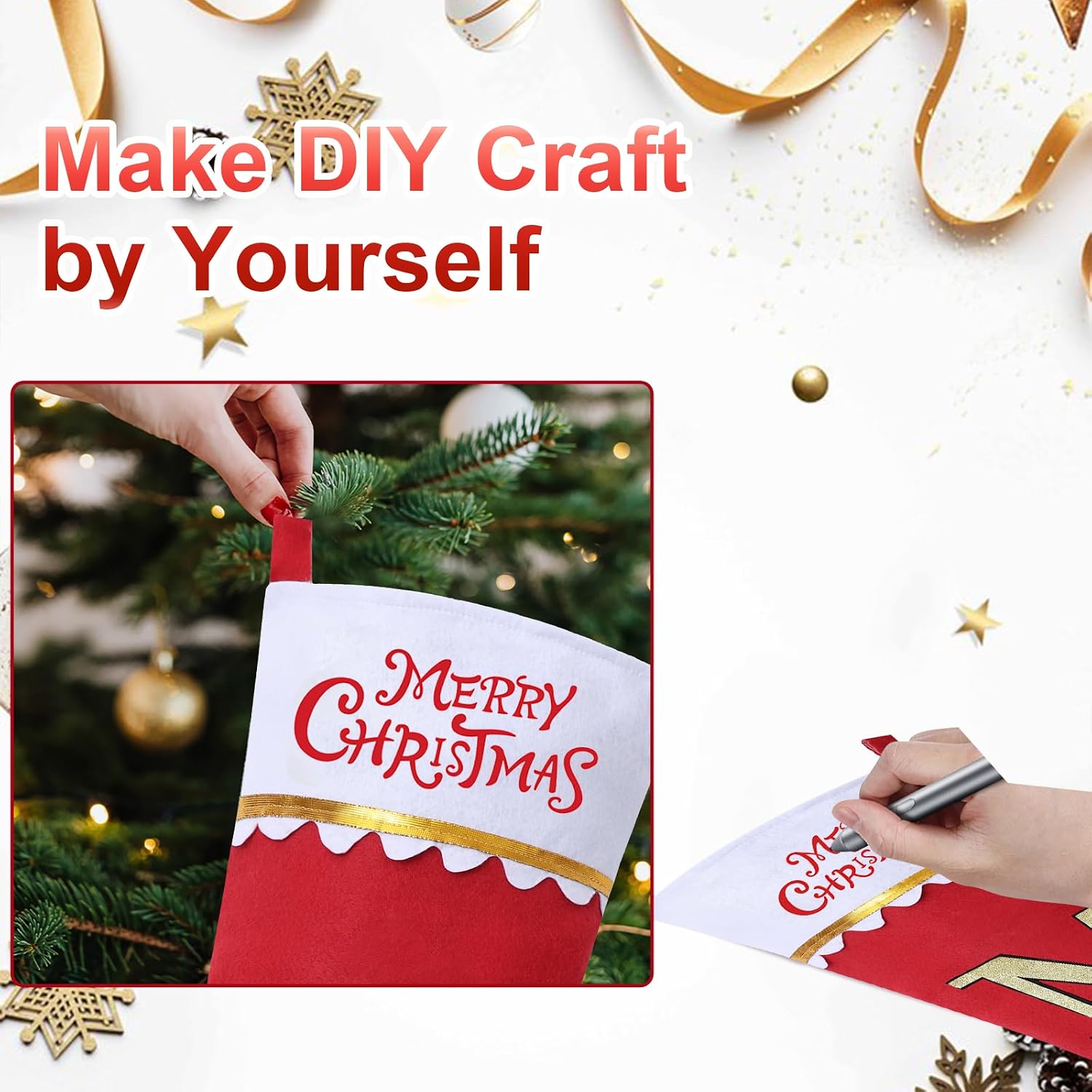 38 Inch Felt Applique Christmas Stockings Giant Personalized Xmas Stockings