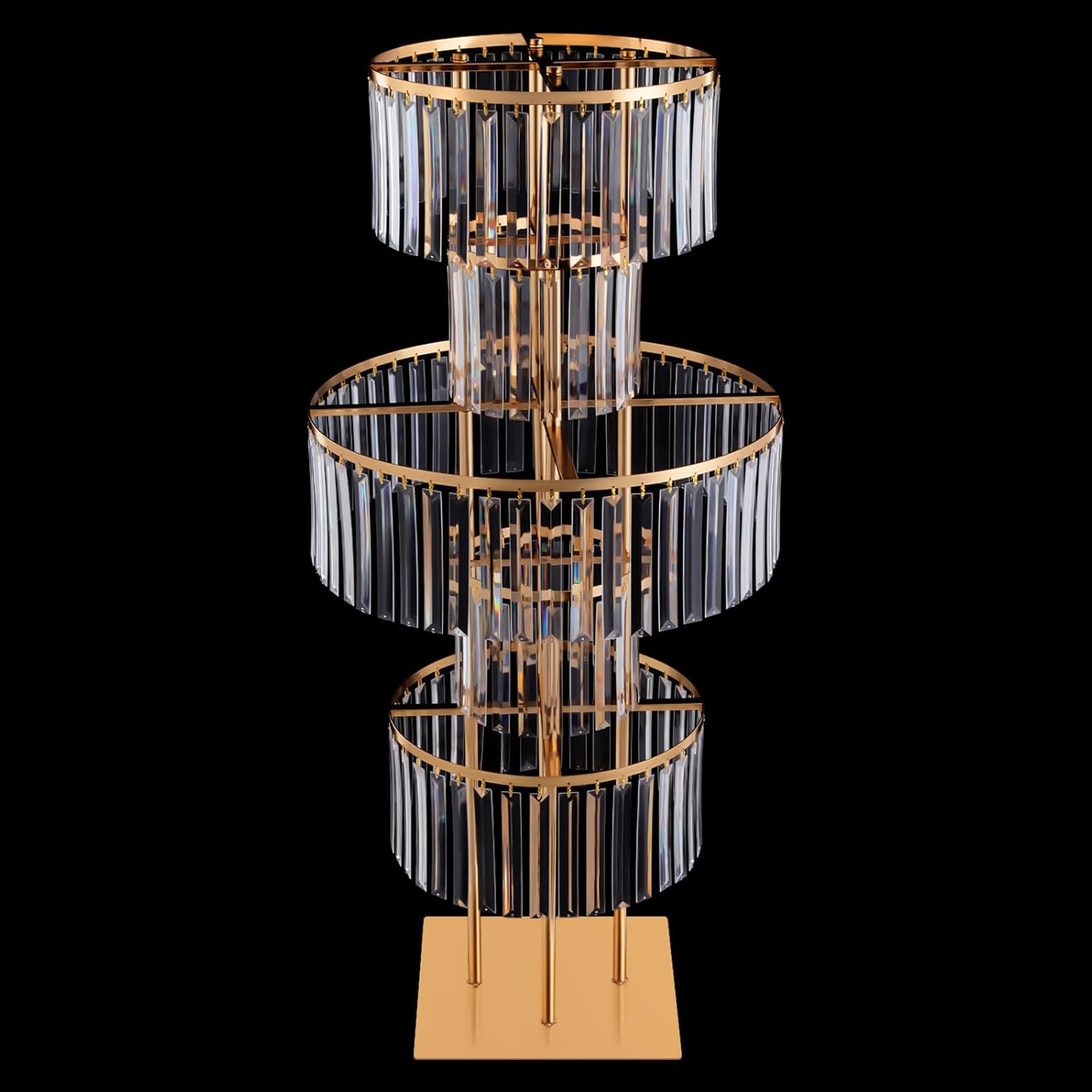 DYRABREST 5-Tier Crystal Flower Stand for Wedding Centerpieces, 43.3in Gold Acrylic Floor Display Wedding Flower Stand Reusable Event Decor for Banquets Birthdays Photo Booths (Gold -- Square Base)