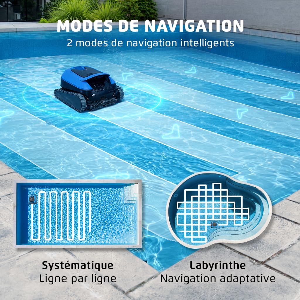 Dolphin Nautilus EON 100 Robot Piscine sans Fil pour Piscines Jusqu’à 15 m, Nettoyage Fond, Parois, Ligne d’Eau, Marches, Filtration Fine, Contrôle par App, Navigation Intelligente