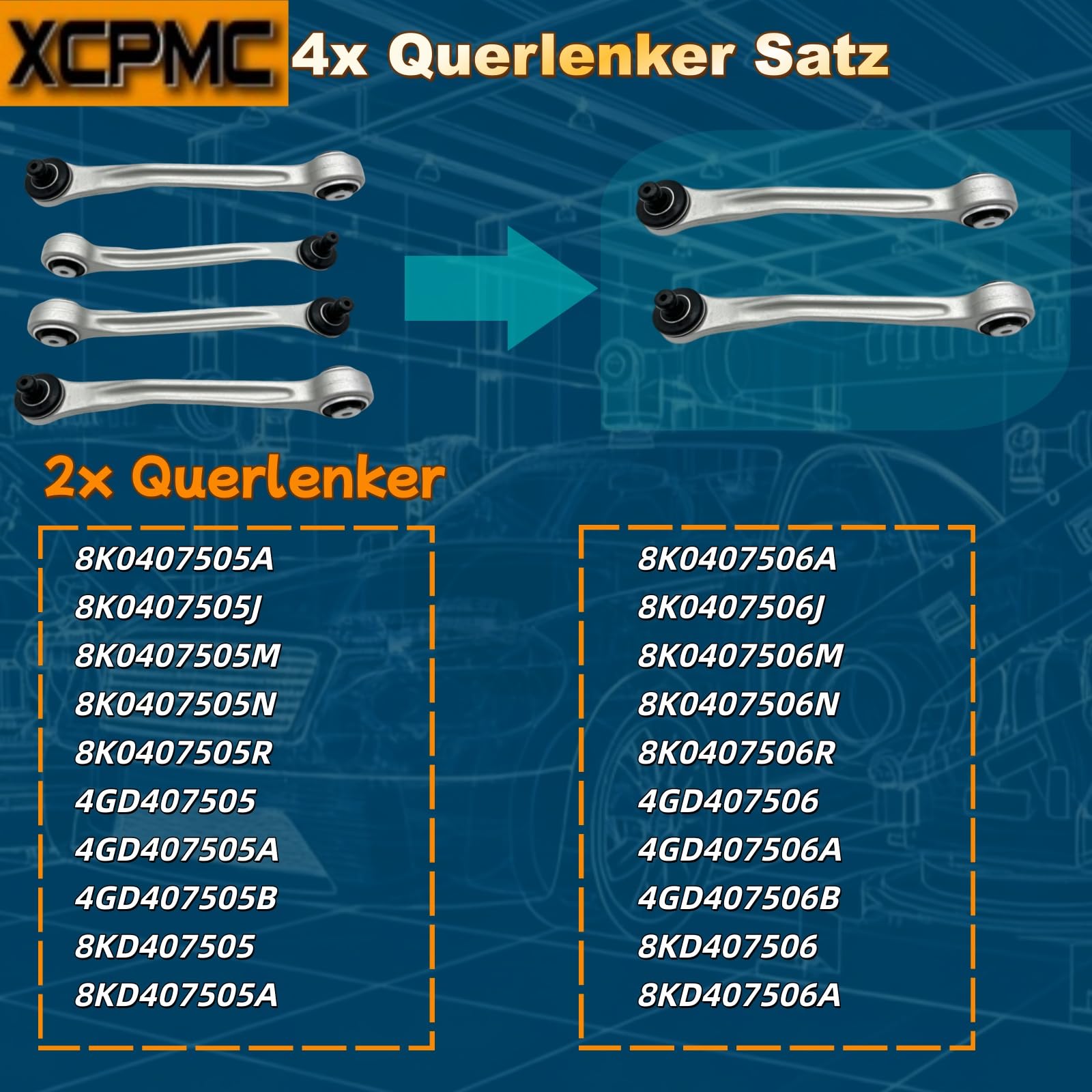 4x Querlenker Satz Vorne 8K0407505A 8K0407506A 8K0407509N 8K0407510A A4 A5 | Autoteile Ersatzteile A4 8K2 A4 Avant A5 8T3 A5 Sportback A6 4G2 4GC C7 A6 Allroad A7 Sportback Q5 8RB A4 8K A5 8T Q5 8R