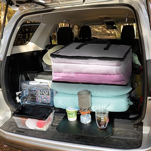 Vista 7 de Fasmov Paquete de 4 bolsas de almacenamiento transparentes con asa reforzada, organizador de armario, bolsa de vinilo para ropa de cama, mantas