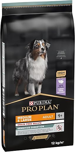 Purina Pro Plan – Pienso para perros adultos medianos y grandes Purina Pro Plan Sensitive Digestion grain free pavo 12 kg.