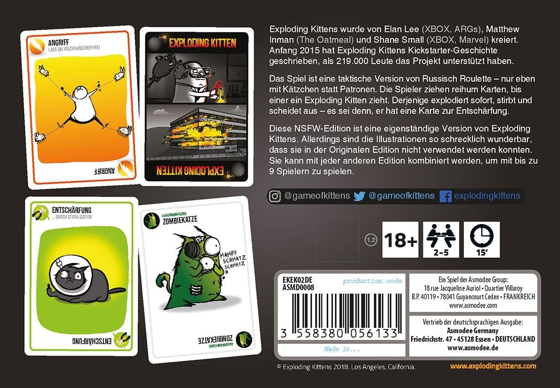 Exploding Kittens | Exploding Kittens – NSFW Edition | Grundspiel | Partyspiel | Kartenspiel | 2-5 Spieler | Ab 18+ Jahren | 15+ Minuten… – Ansicht 5
