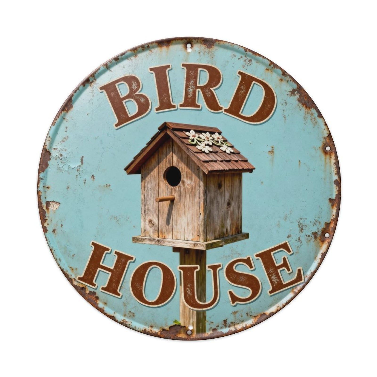 Bird House Metal Tin Sign Plaque
