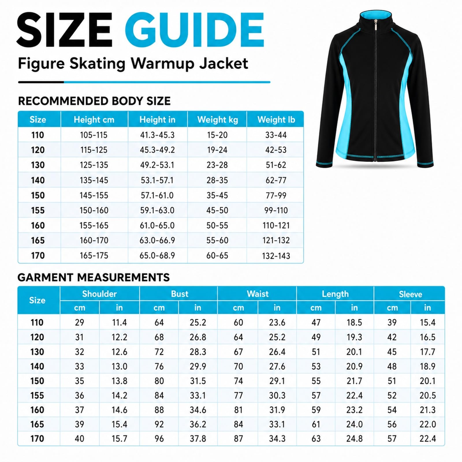 Chaqueta de calentamiento for patinaje artístico con paneles laterales