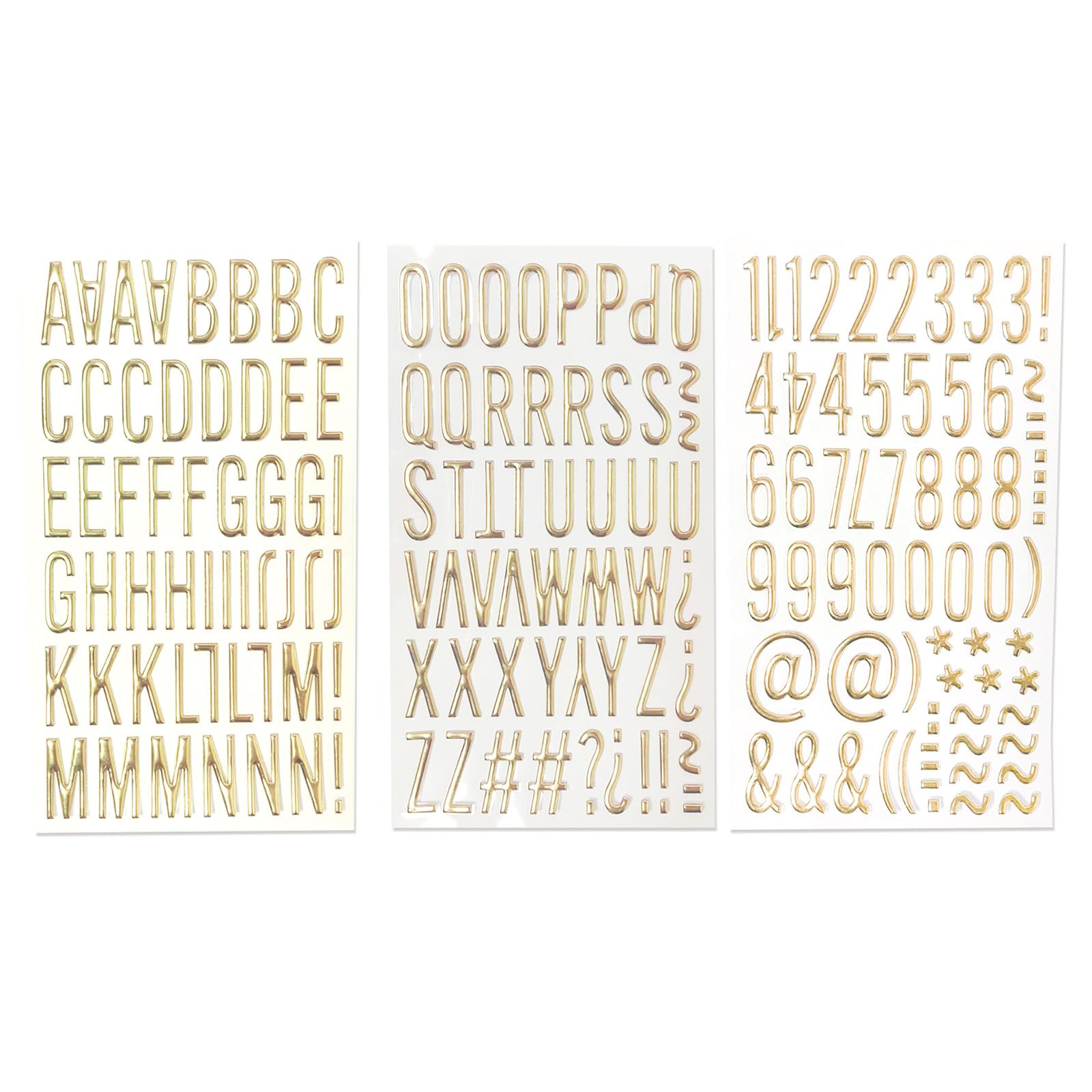 3D Metallic Letter Number Sticker Gold Glittered PVC Sticker Large Letter for Journal Notebook Scrapbooking Crafting