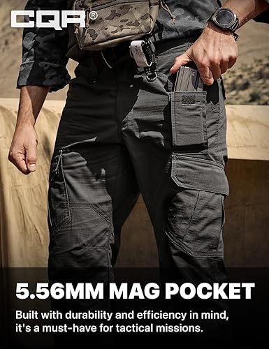 Miniatura 7 de CQR Pantalones tácticos para hombre, resistentes al agua, pantalones cargo Ripstop, ligeros EDC trabajo, senderismo, ropa para exteriores
