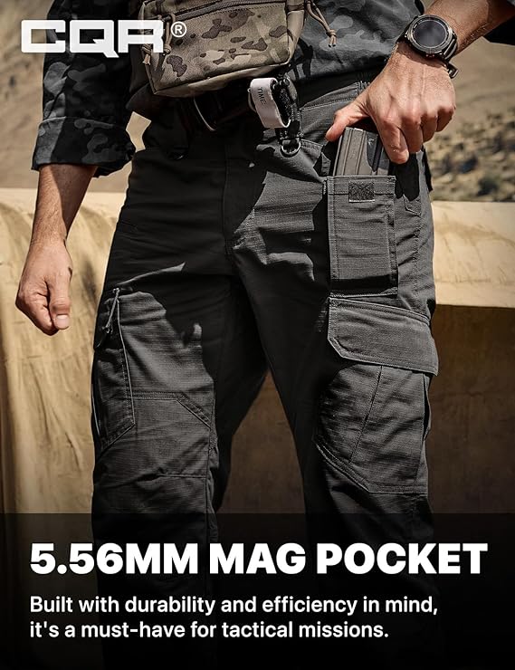 CQR Men's Tactical Pants, Water Resistant Ripstop Cargo Pants