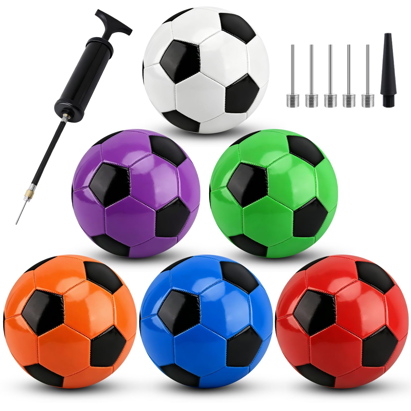SIKEMAY 6 Packungen Fußballbälle, offizielle Größe 4, aufblasbarer Trainingsball mit Pumpennadel, für drinnen und draußen, Sport, Wettbewerb, christliche Wohltätigkeitsorganisation, Spendengeschenk