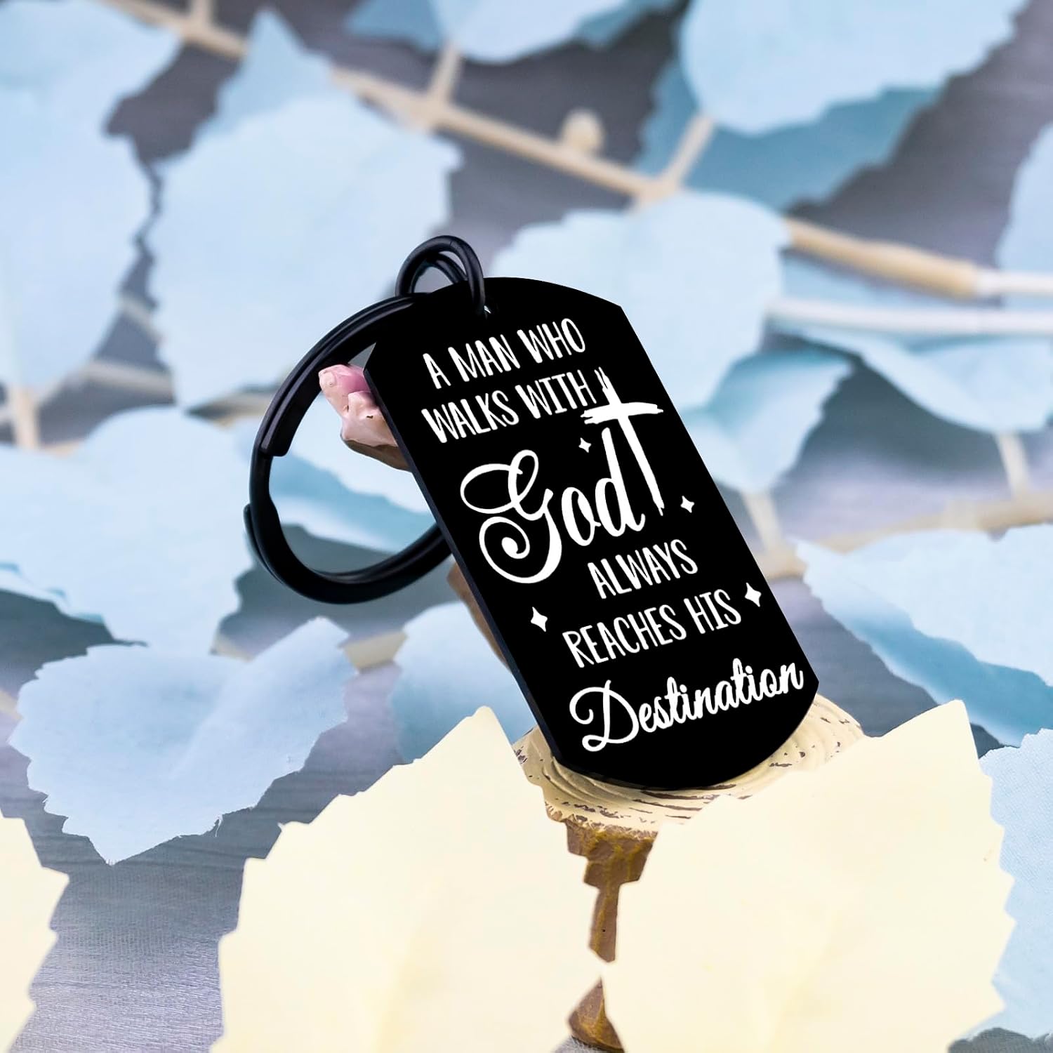 Christian Keychain for Men Bible Verse Cross Keychains Christian Gifts Ideas Religious Bible Scripture Car Accessories Walk with God Baptism Gift for Man Scripture Keychain Mens Keychain
