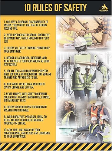 GotSafety Póster de seguridad en el lugar de trabajo, 24 x 32 pulgadas, trabajo en equipo, directrices claras para un entorno de trabajo seguro y