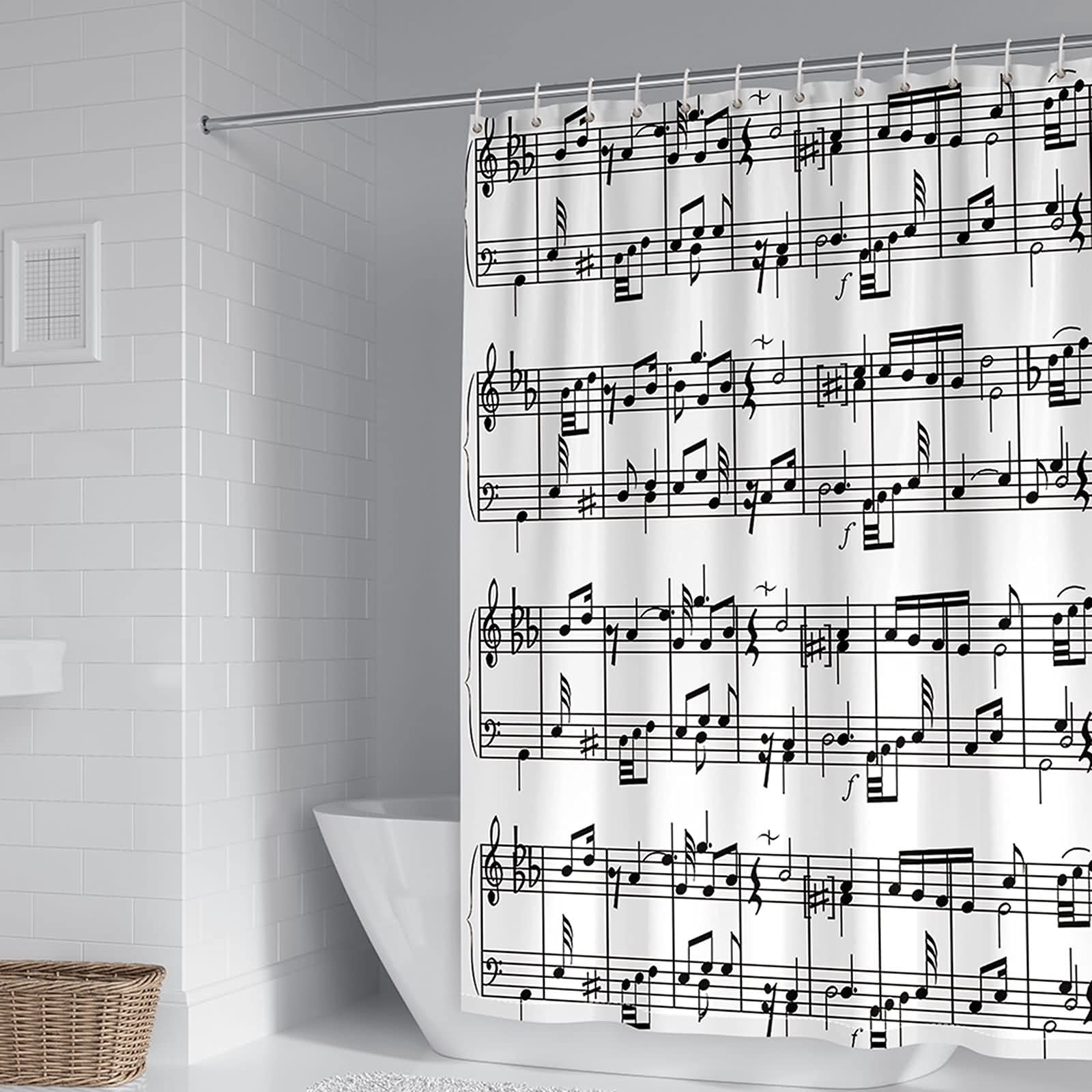 Rideau de douche notes de musique pour créer une ambiance moderne de salle de bain