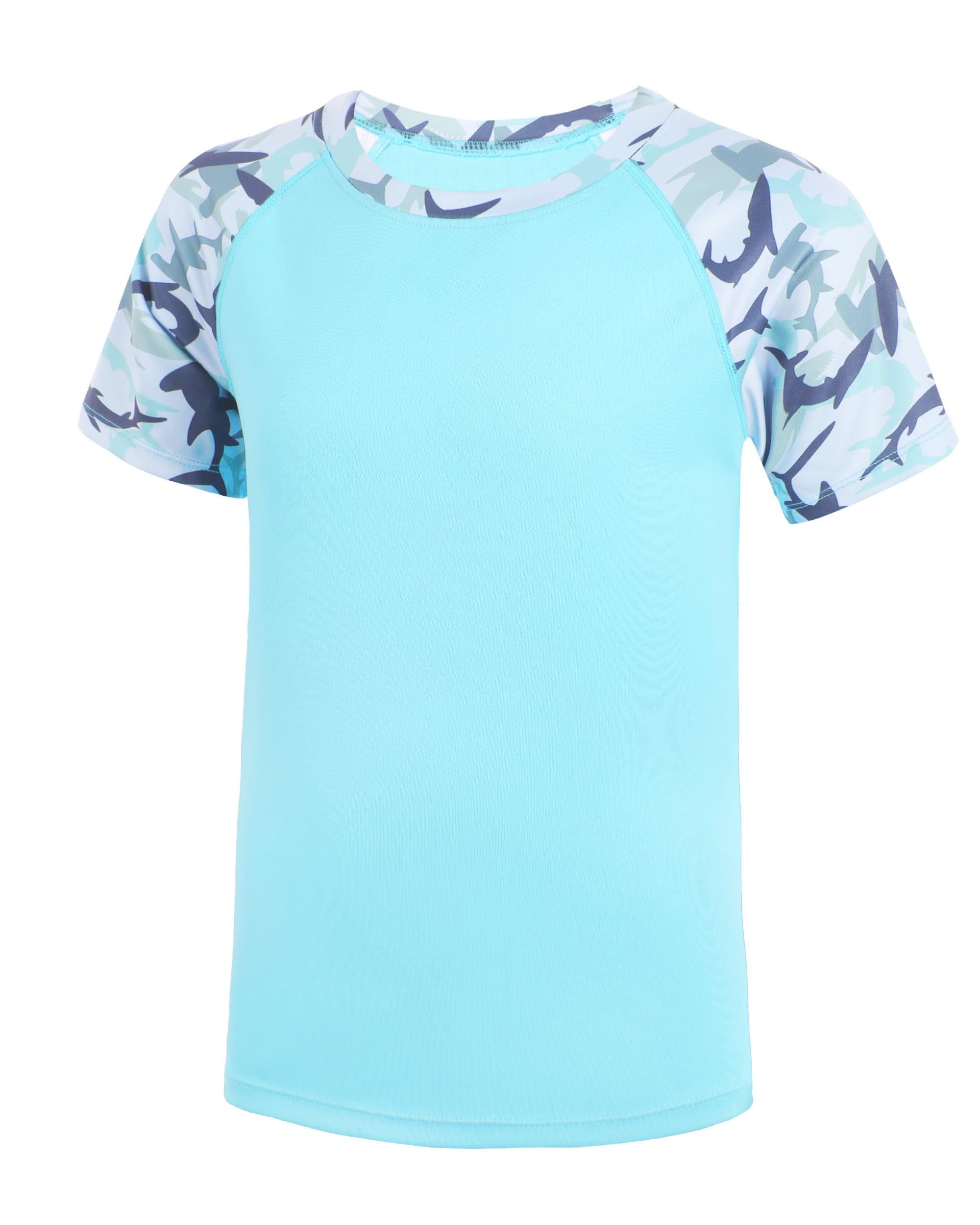 Roadbox Boy's UPF 50+ Rash Guard Swim Shirt, Short Sleeve Water Surf Fishing Sun Shirts, Kids Youth UV Protection Rashguard