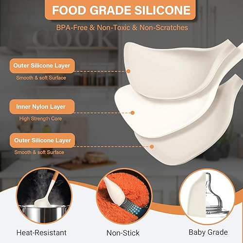 Miniatura 4 de Juego de utensilios de cocina de silicona grande, juego de 4 utensilios de cocina con mango de madera, kit de utensilios de silicona resistentes al