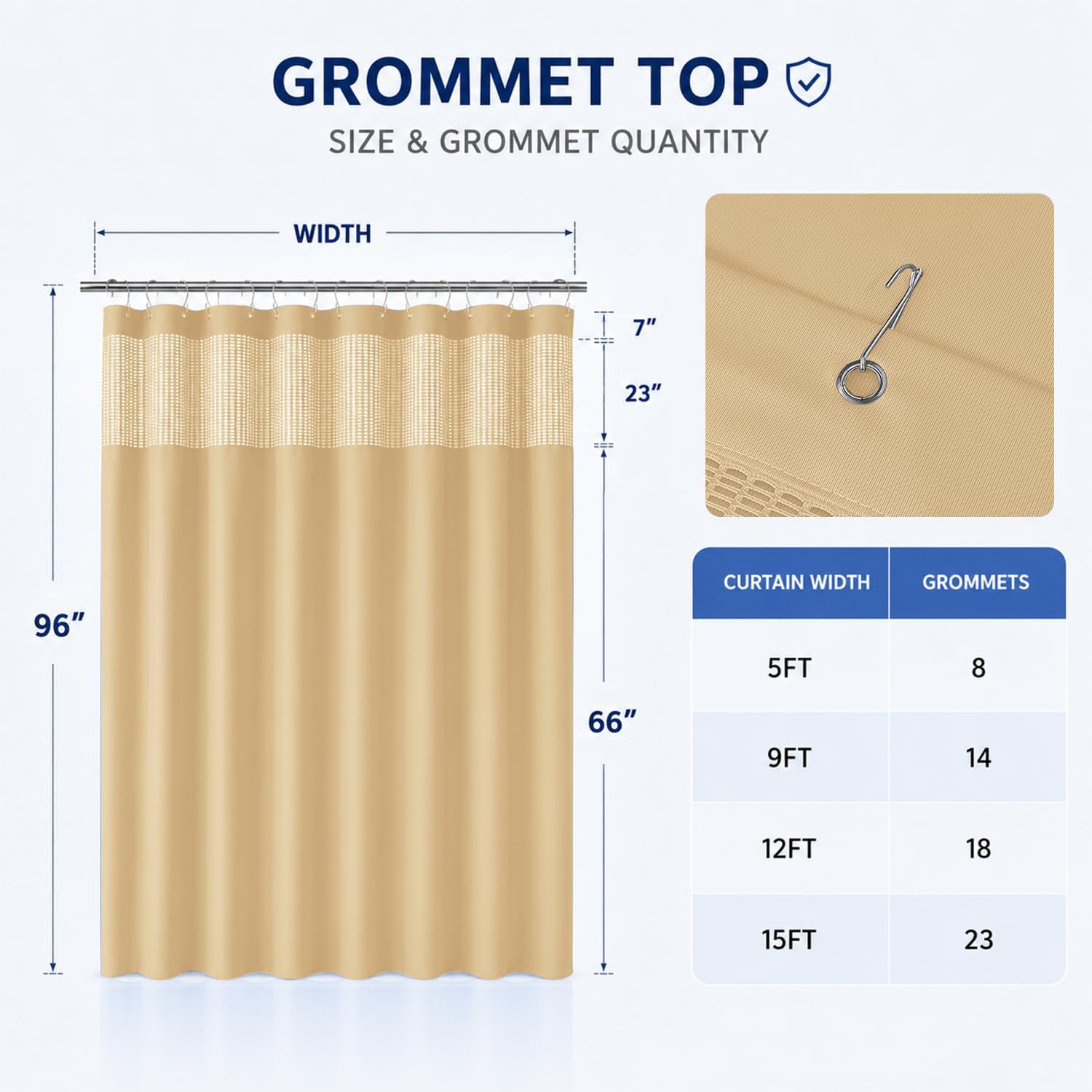 Inherent Flame Retardant Hospital Curtain Room Divider with Grommet,5x8FT Medical Curtain Cubicle Divider Curtain for Bedroom Privacy,Clinic,Lab and School（Beige，1 Panel）