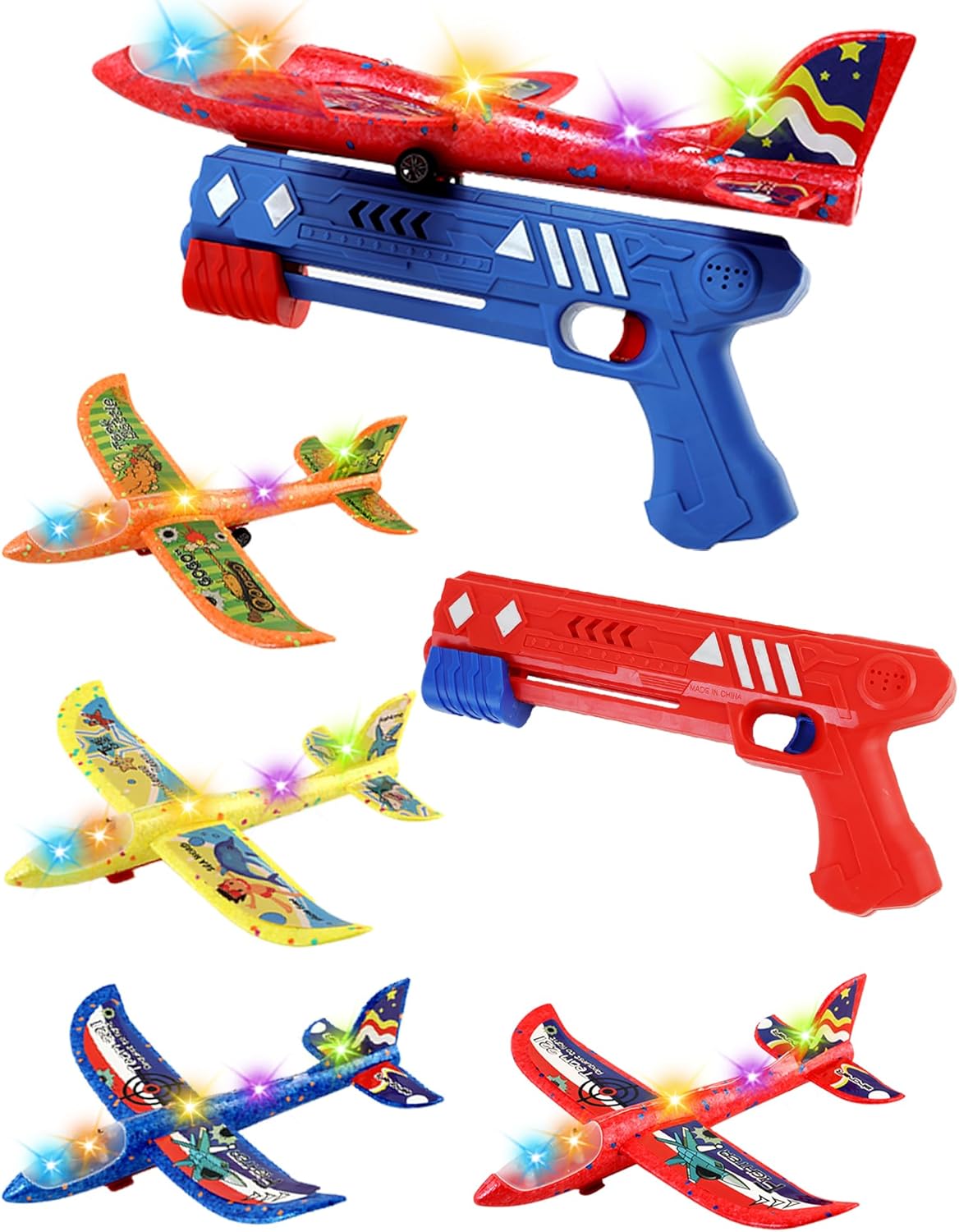 IREMATE LED Foam Airplane Launcher Set with 2 Catapults