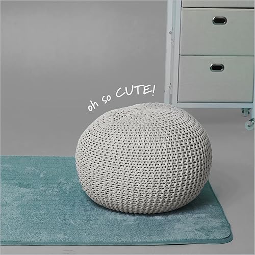 Miniatura 2 de Urban Lifestyle Puf de punto redondo - Algodón tejido a mano, marfil Marfil,Rosa claro,Azul,Gris Oscuro,Índigo/ azul marino,Gris claro,Gris