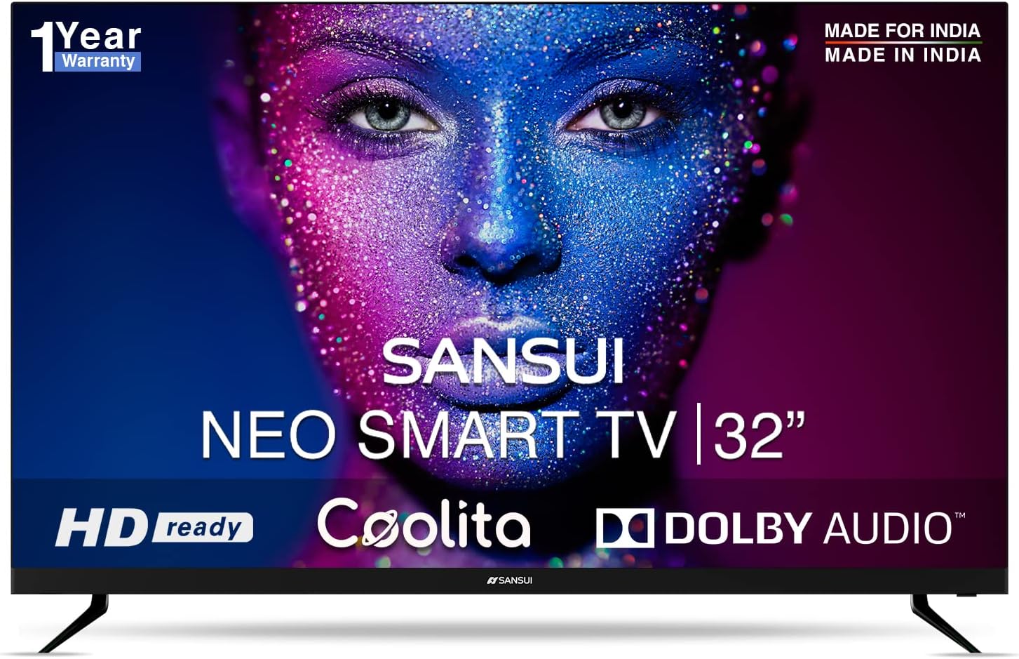 Neo 80 cm (32 inch) HD Ready LED Smart Linux TV with Bezel-Less Design and Dolby Audio (Midnight Black) (JSWY32CSHD)