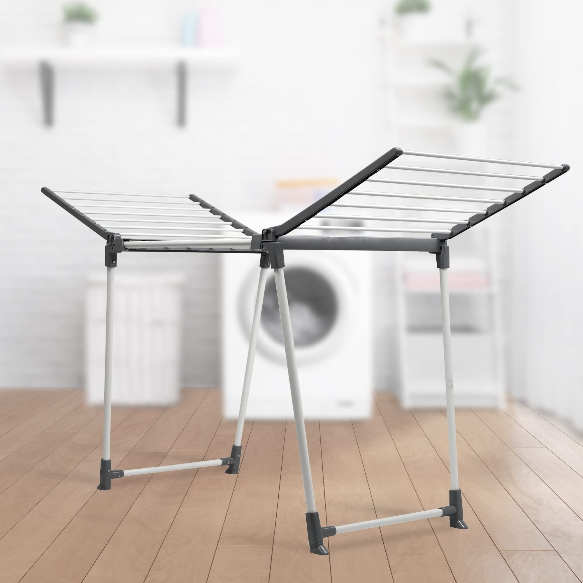 Etendoir Linge Interieur Séchoir à Linge Télescopique KADAX XL - Ailes Extensibles, 20 M De Surface, Acier Revêtu, Blanc
