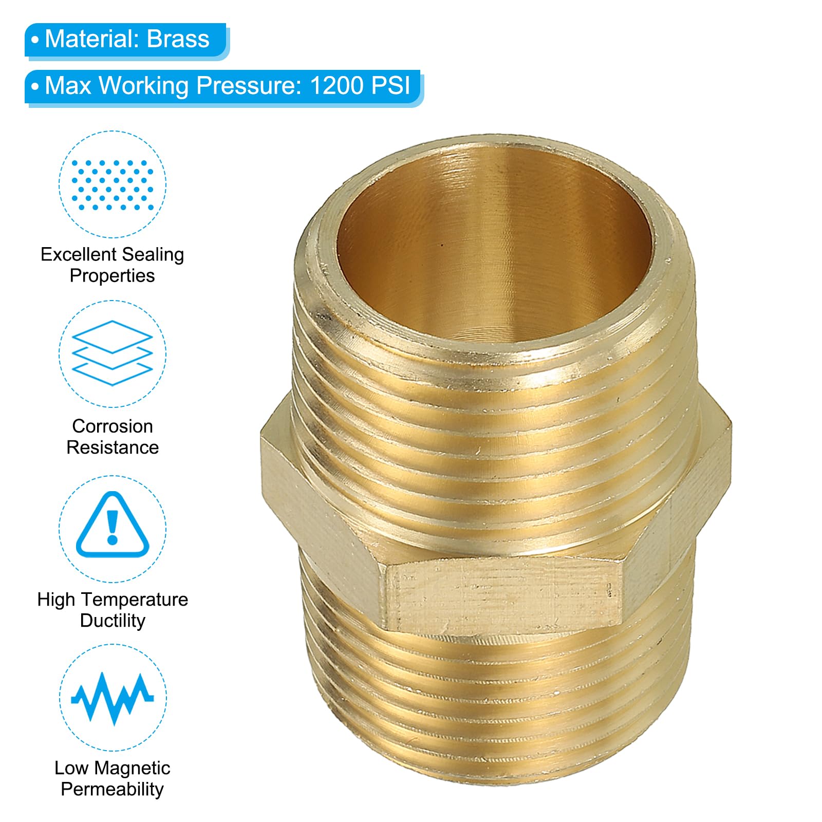 PATIKIL Raccord de Tuyau Hexagonal En Laiton Massif, Adaptateur de Filetage, Lot de 2, Connecteurs de Ligne D'Eau Mâle 1/2 Npt X 1/4 Npt PATIKIL Raccord de Tuyau Hexagonal En Laiton Massif, Adaptateur de Filetage, Lot de 2, Connecteurs de Ligne D'Eau Mâle 1/2 Npt X 1/4 Npt