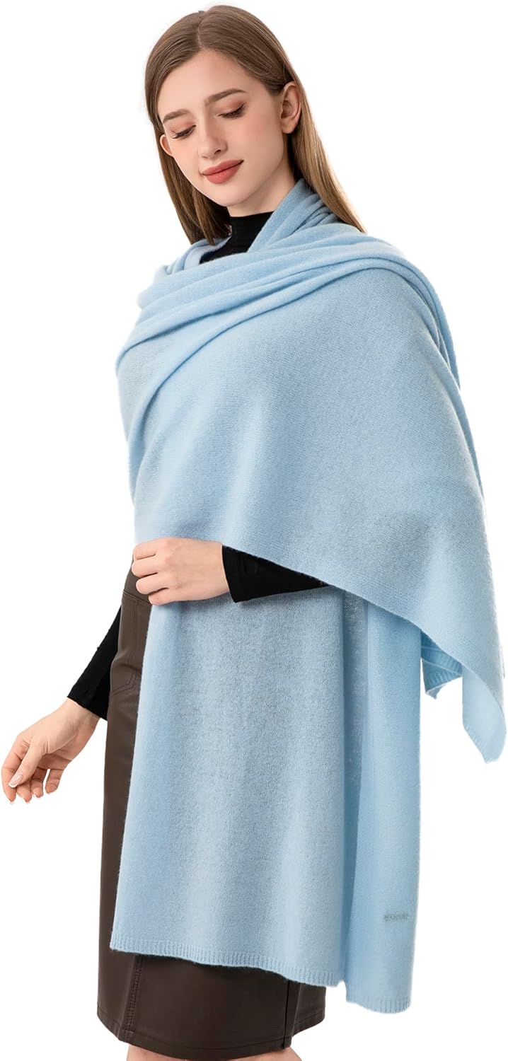 100% Cashmere Wrap Warm Soft Knitted Scarf Stole for Women Airplane Travel Blanket 87x28 in Extra Large Pashmina