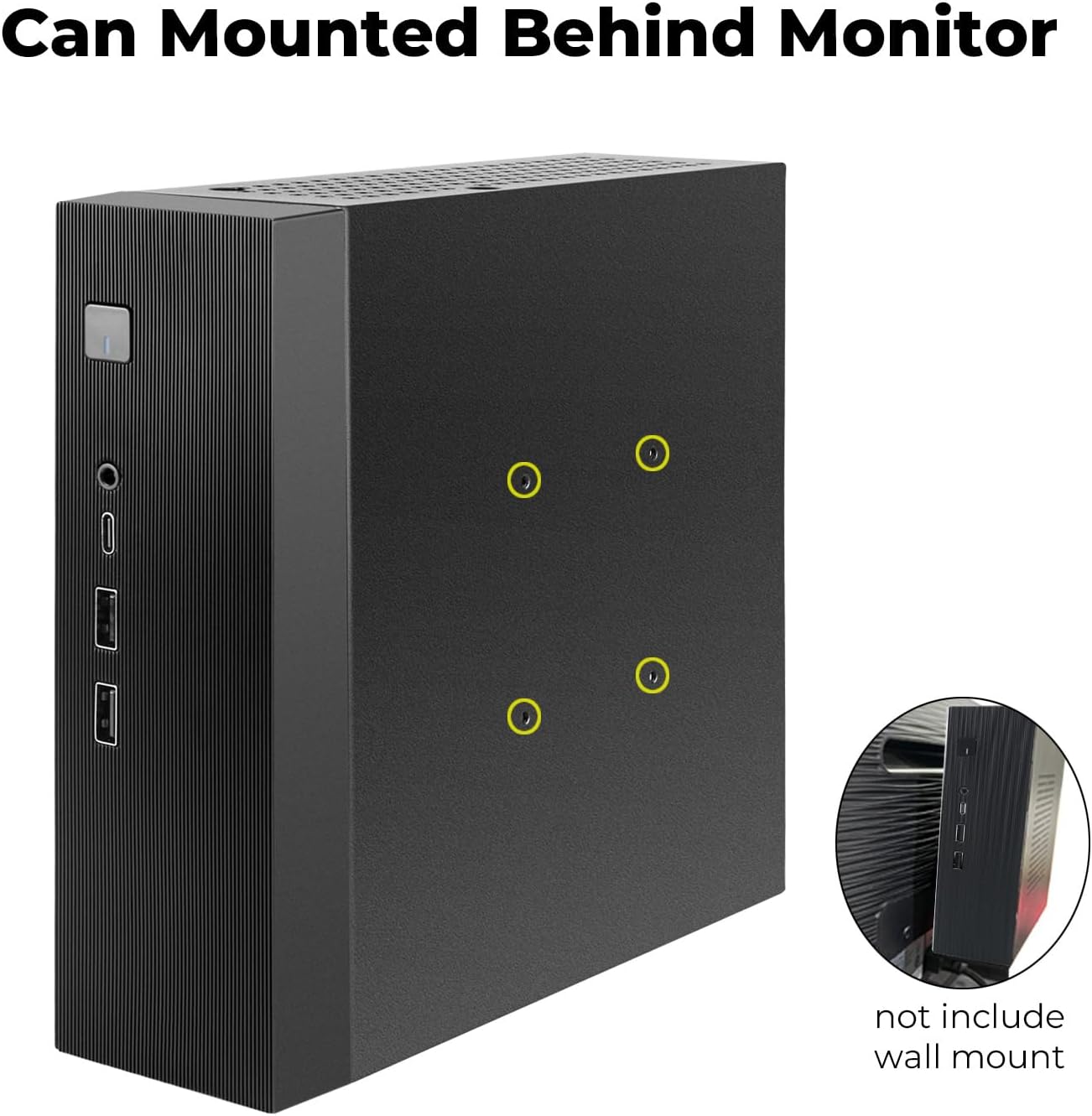 Mini ITX HTPC Case,SFF Small Form Factor Mini-Tower PC Case 0.6mm SPCC Computer Chassis Vented Panels Support Mini-ITX Motherboard(170x170mm) with USB-C Audio for Desktop PC Wall-Mounted