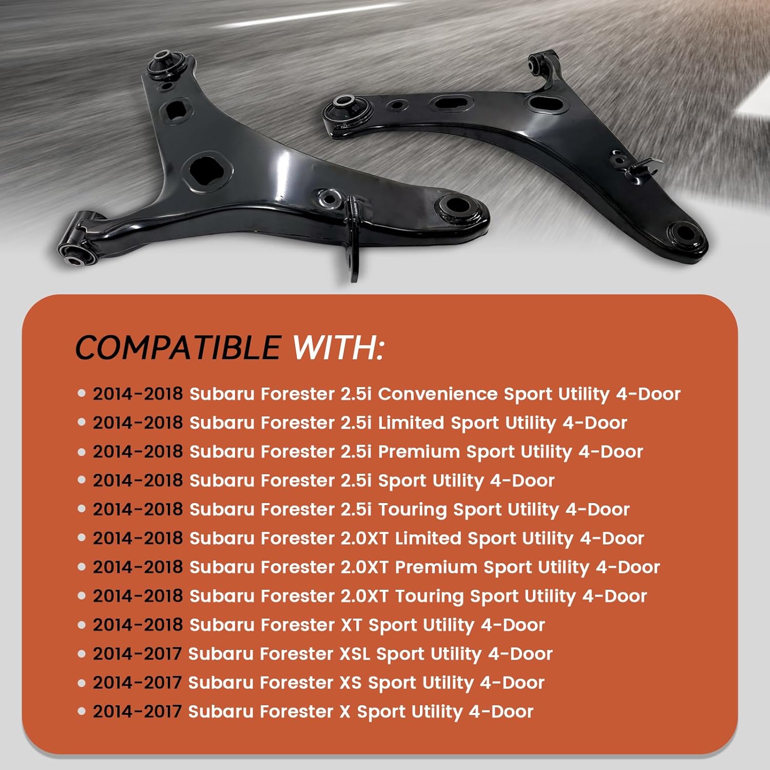 RK622857 RK622856 Front Left & Right Lower Control Arm with Ball Joint & Bushing Assembly Compatible with 2014 2015 2016 2017 2018 Subaru Forester 2.5L/2.0L Replce# RK622856 RK622857
