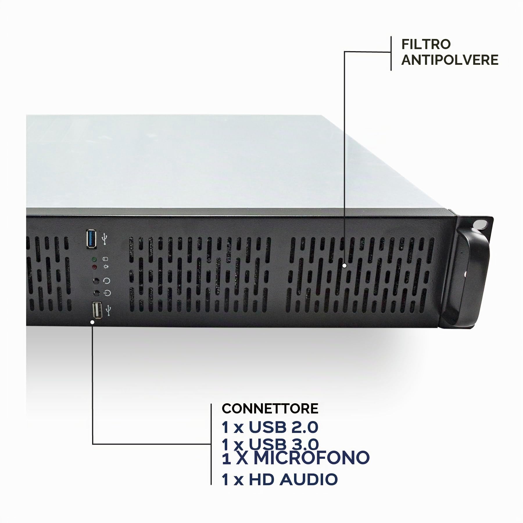 Rack 2129 19" 2U - Argento/Nero - 1 x USB 3.0 + 1 x USB 2.0