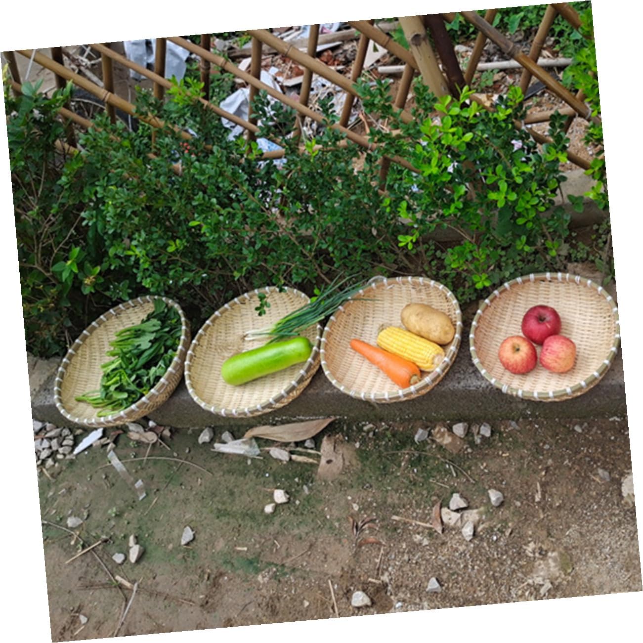 Bread Basket and Drying Basket Set, 5pcs Kitchen Storage Containers for Fruit, Bread, and Vegetable Washing with Drainage, Household Food Serving Tray