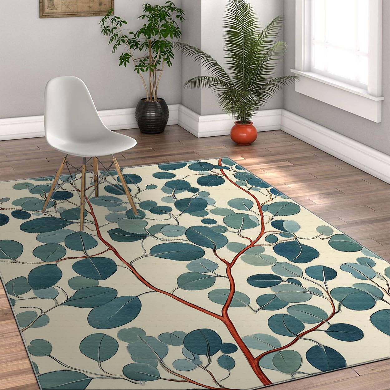 Tapis Lavable sans Perte de Poils pour Entrée et Salon Bleu-Vert