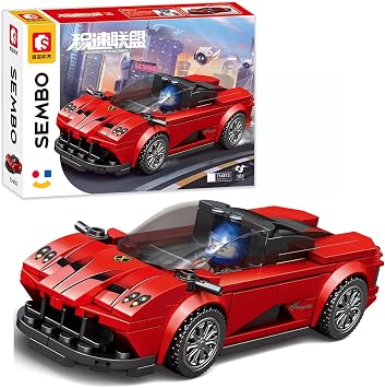 SEMBO Famous Champions Race Car Building Set Detailed Model Kit with Design Details & 1 Driver Figure, Birthday for Car Fans 14+ | 714813 RED