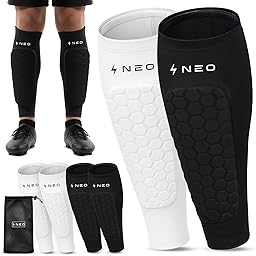 NeoDynamic - 2 Pares Espinilleras Futbol Niño Premium | Protección de Pantorrilla para Adultos y niños | Bolsa De Regalo | Transpirable y Antigolpes | Ideales para Fútbol, Baloncesto, Ciclismo