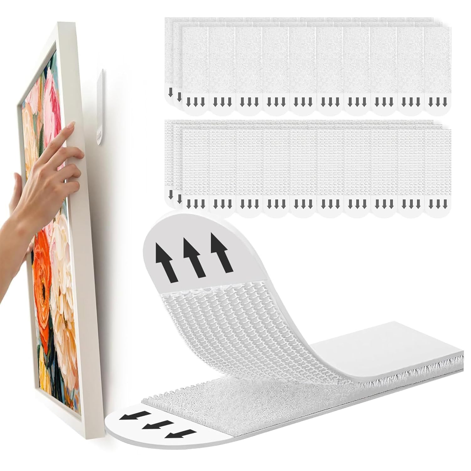 Picture Hanging Strips 30 Pairs(60 Packs) 2.75 * 0.63inch，Damage-Free Hanging Picture Hangers, No Tools Wall Hanger for Home Decor, White Adhesive
