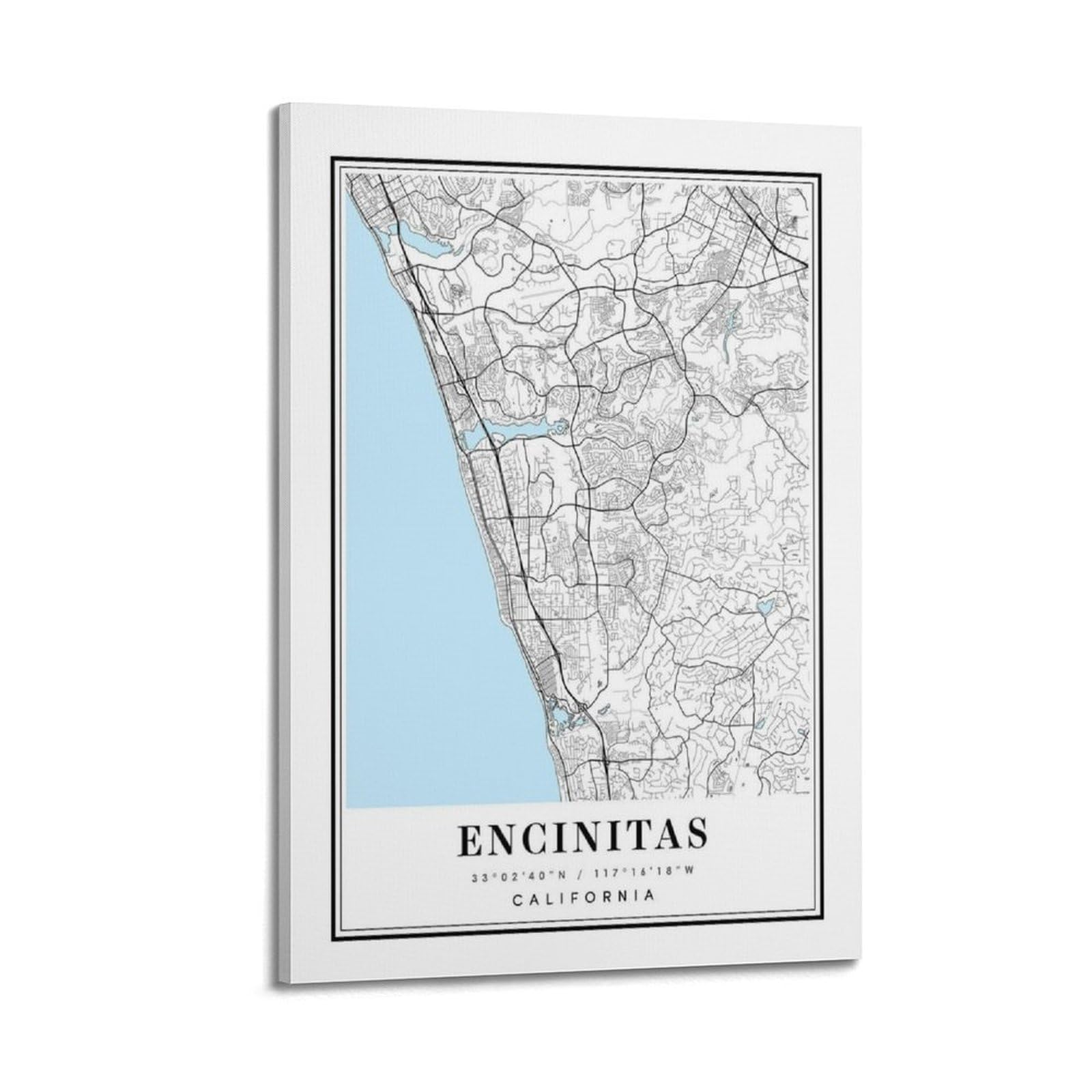 xiaoxiaoshen Encinitas California Map Canvas Poster Wall Art Prints Room Aesthetic Murals Bedroom And Living Decorations 20x30inch(50x75cm)