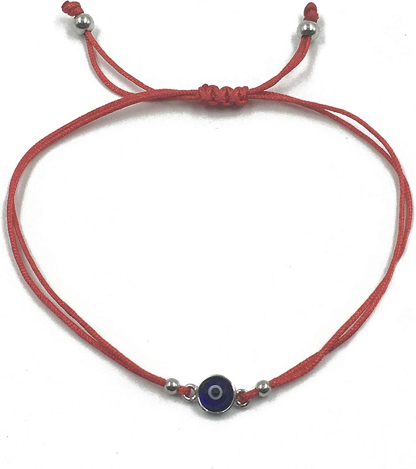 LuckyEye #90023 Nazar 925 Sterling Silver Adjustable String Bracelet