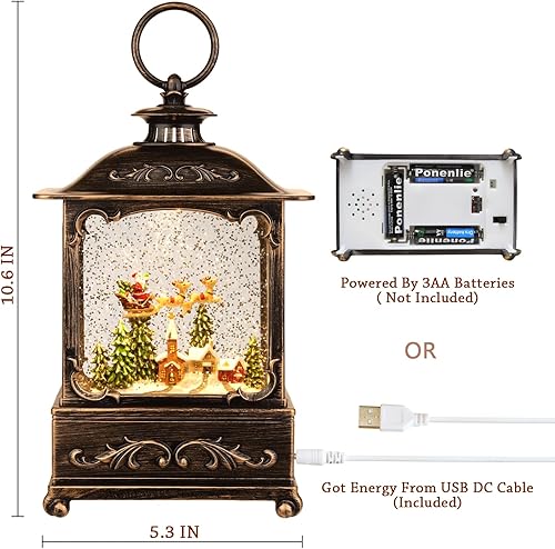 Miniatura 2 de Decoraciones de Navidad, globo de nieve de Navidad, linterna brillante con música y temporizador, faroles de Navidad forrados por USB, funciona con