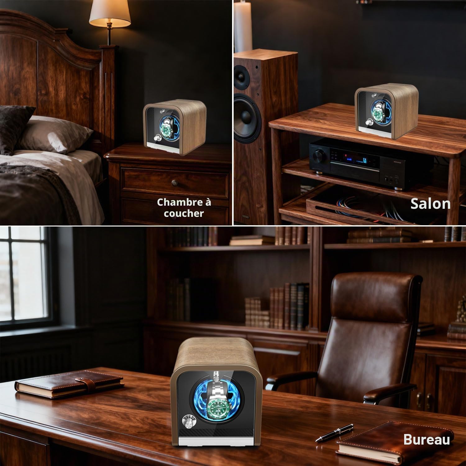 Watch Winder for 1/2/4 Automatic Watches,with Super Quiet Motor, Flexible Watch Pillows