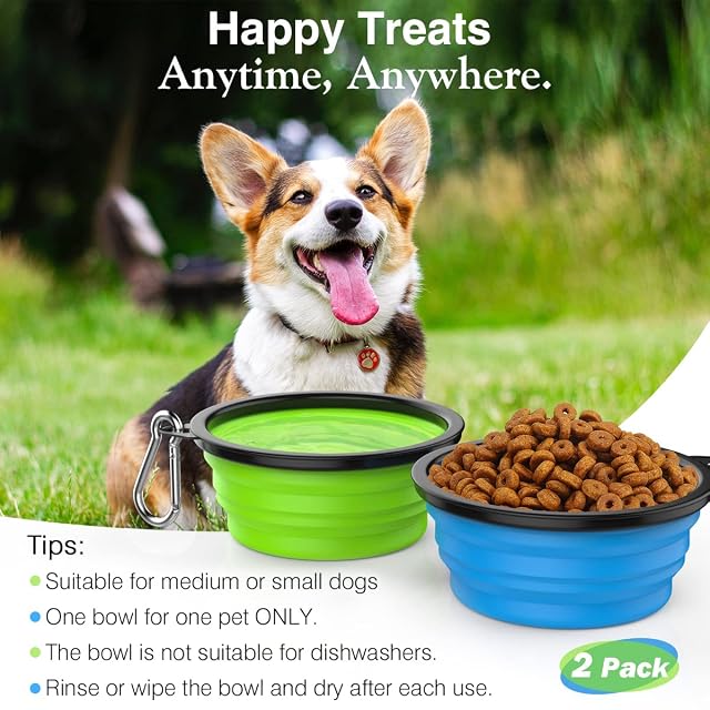 Foto 5 de 7 de Pawaboo Pack de 2 Cuencos de Viaje Plegables para Perros con Tapa