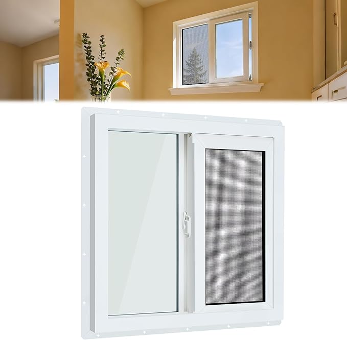 CroBlissful 24'' x 24'' Small Basement Window White Vinyl Basement