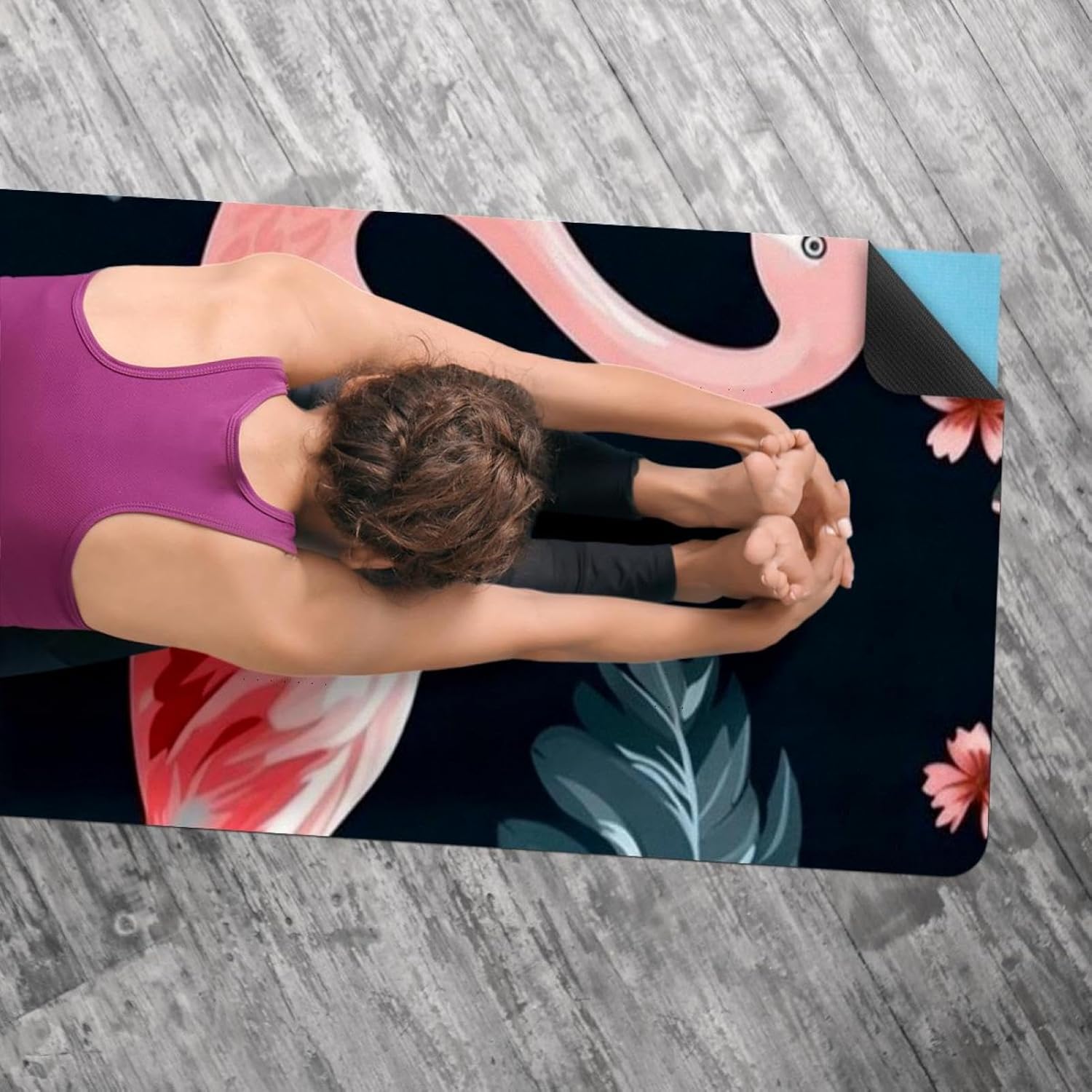 Yoga Towel, Tropical Flamingo Pattern Non Slip Sweat Absorbent Hot Yoga Mat Towel for Hot Yoga, Pilates and Fitness - 72.8" x 26.8"