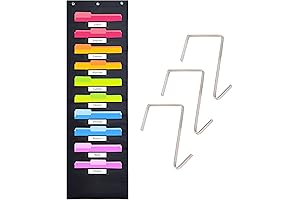 Black Pocket Chart for Classroom - Rainbow 10 Pocket Storage Pocket Charts