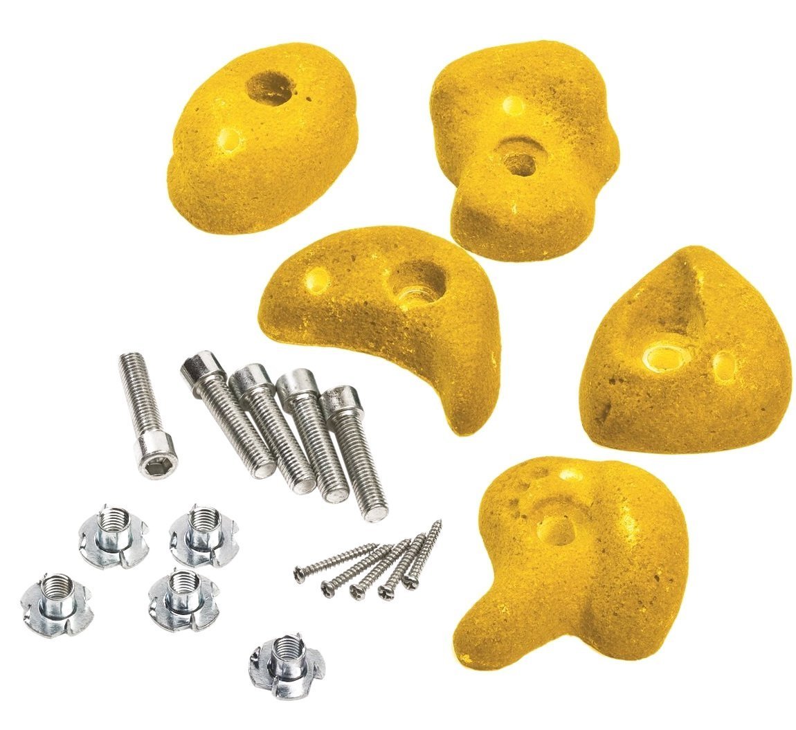 Garden Games Climbing Wall Holds Pack of 10 High Grip Poly Resin Climbing Stones (Yellow, 5 Pack)