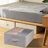 Vista 27 de JAKAGO Fabric Storage Bins set of 4 Rectangle Storage Baskets with Handle Foldable Closet Organizer for Clothes Towel bedding Books Collapsible