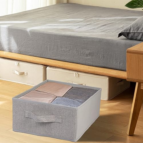 Miniatura 27 de JAKAGO Fabric Storage Bins set of 4 Rectangle Storage Baskets with Handle Foldable Closet Organizer for Clothes Towel bedding Books Collapsible