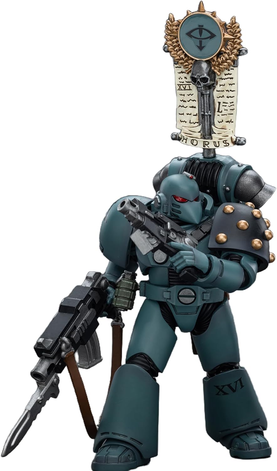 JOYTOY 1/18 Action Figure Warhammer 40,000 Sons of Horus MKVI Tactical Squad Legionary with Legion Vexilla 5''Tall Movable Model Collectible Figurine