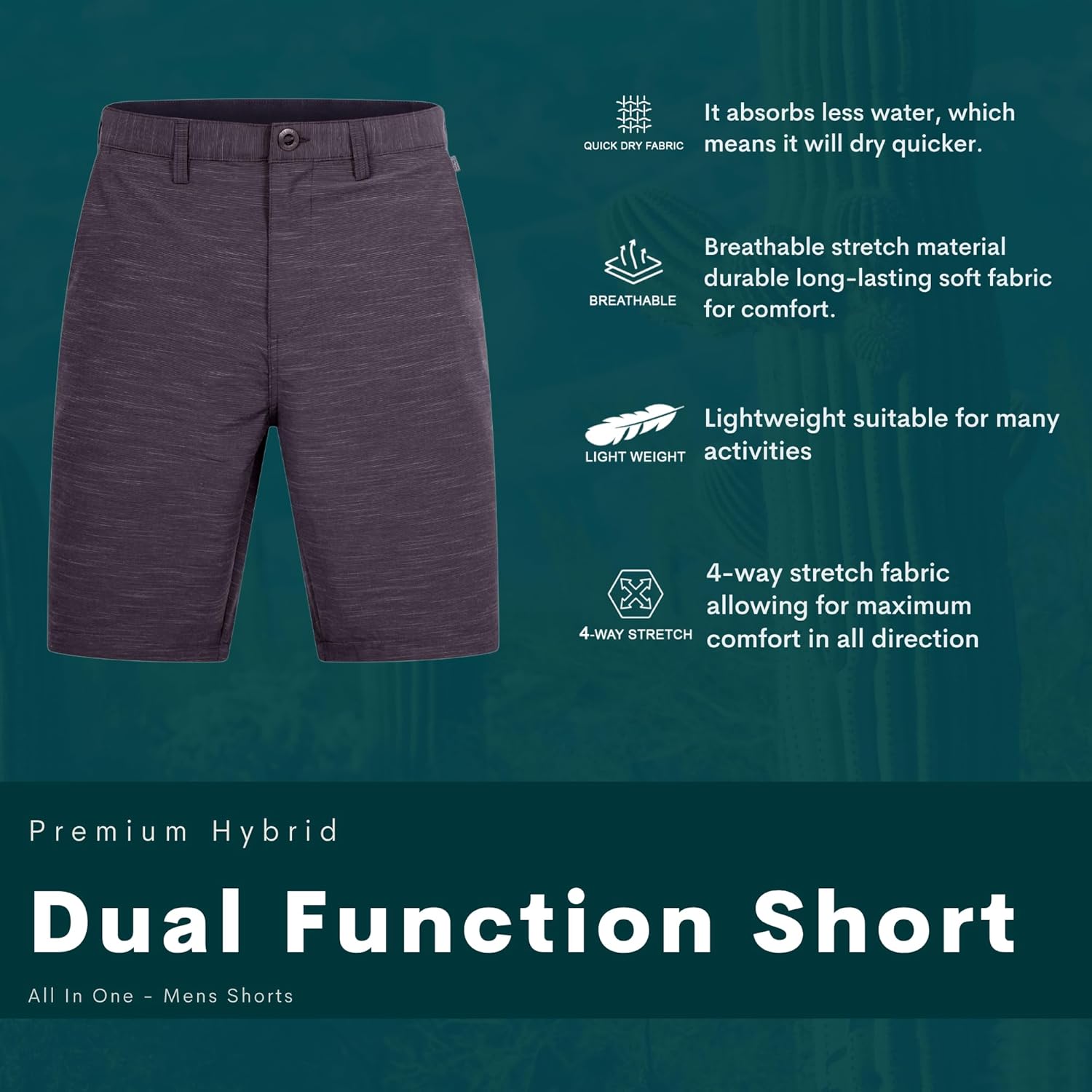 Visive Mens Shorts 7/9 Inch Hybrid Golf Short Premium Quick Dry Stretch Board Shorts - Image 6