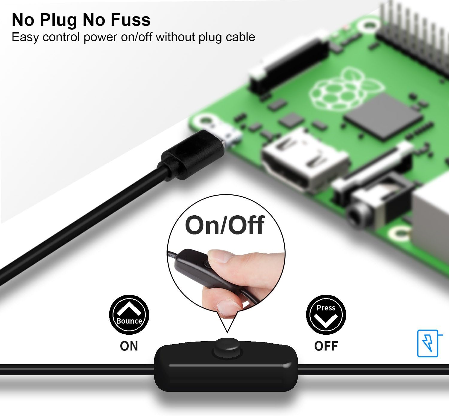 Smraza Case for Raspberry Pi 3 B+, 3 Model B Black Case, 2.5A Power Supply with On/Off Switch,3 Heatsinks