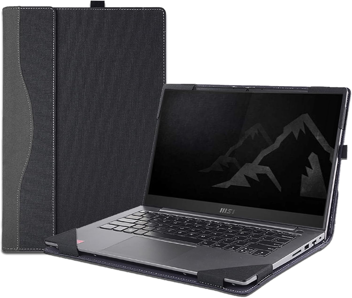 Cover Case for 13.4 inch MSI Summit E13 Flip Evo A11MT & A12MT & A13MT Laptop,PU Leather Protective Sleeve Notebook PC Bag Accessories with Pen Holder (Dark Grey)